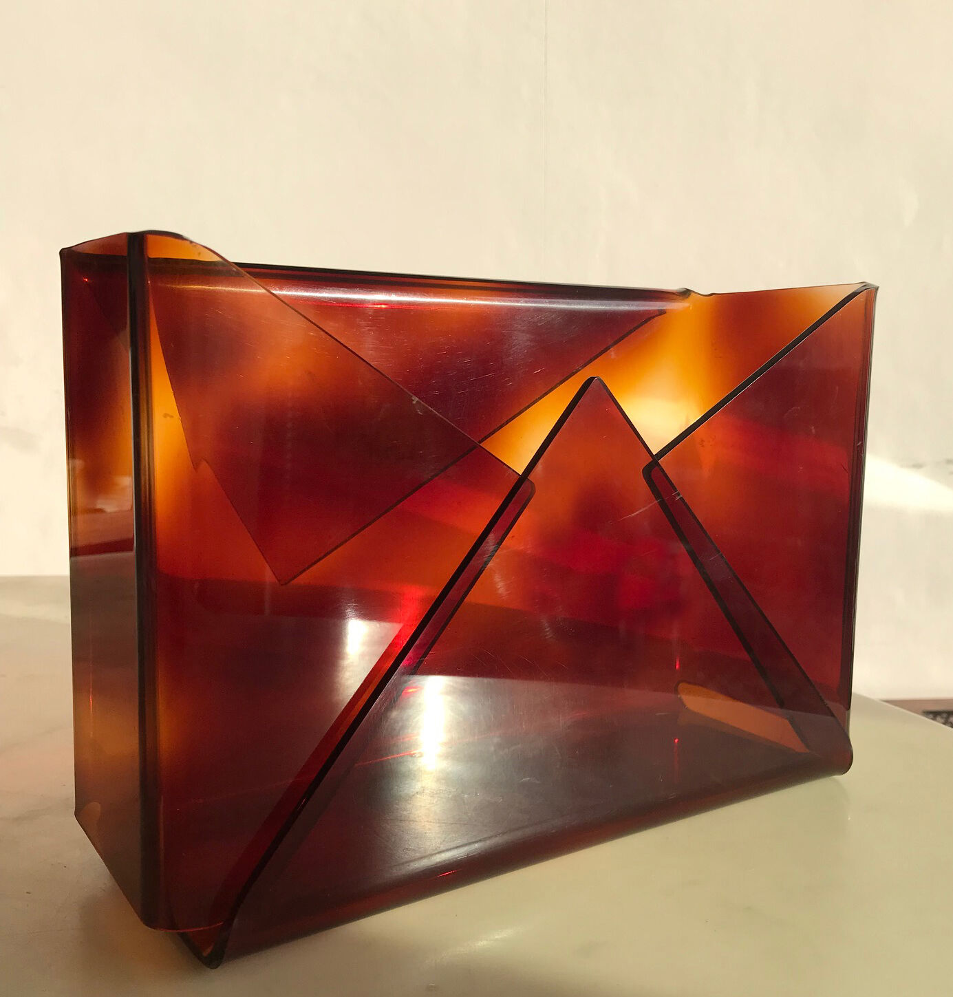 Revised door or document holder in smoked plexiglass from the 1970s
