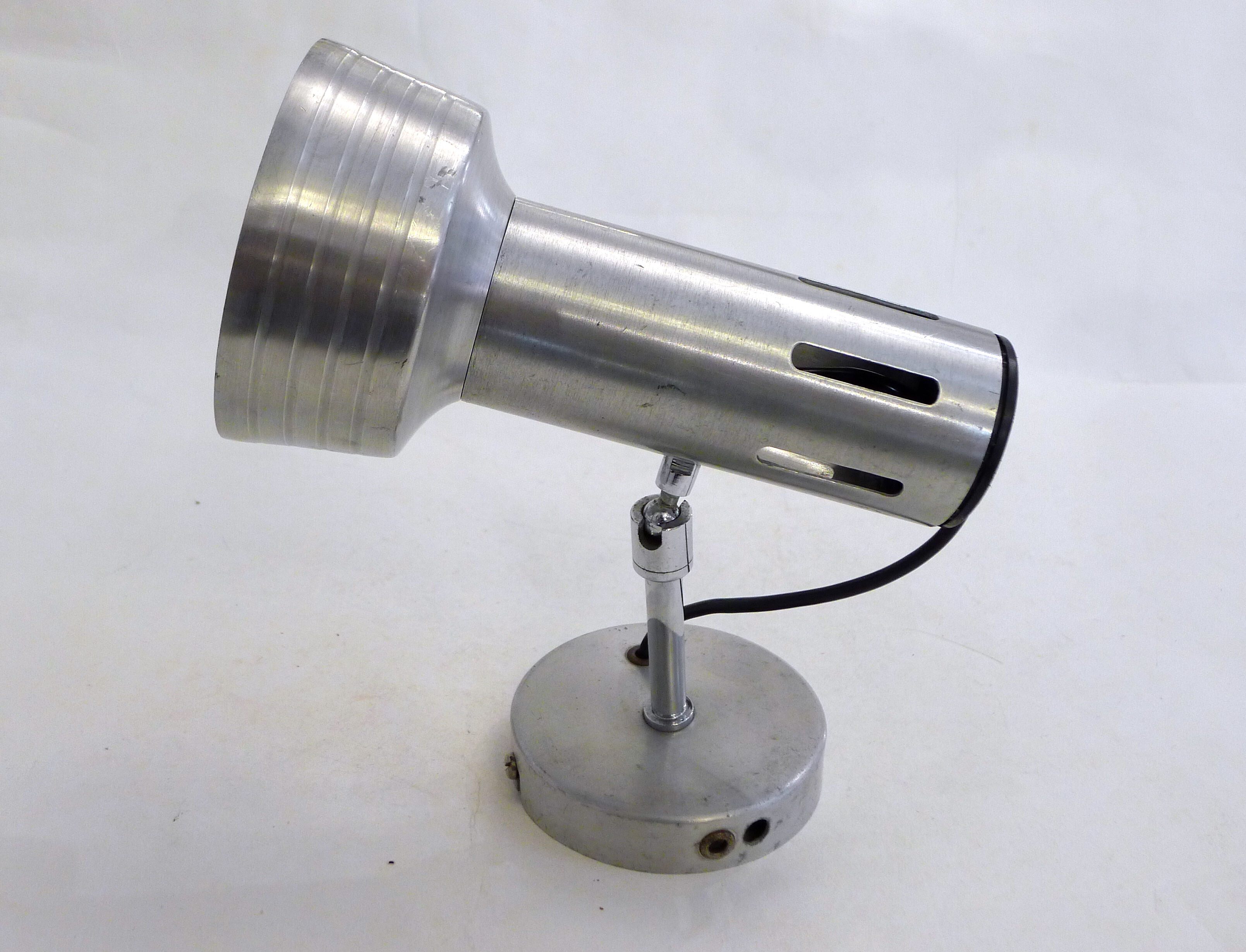Brushed metal adjustable wall spotlight 1970s