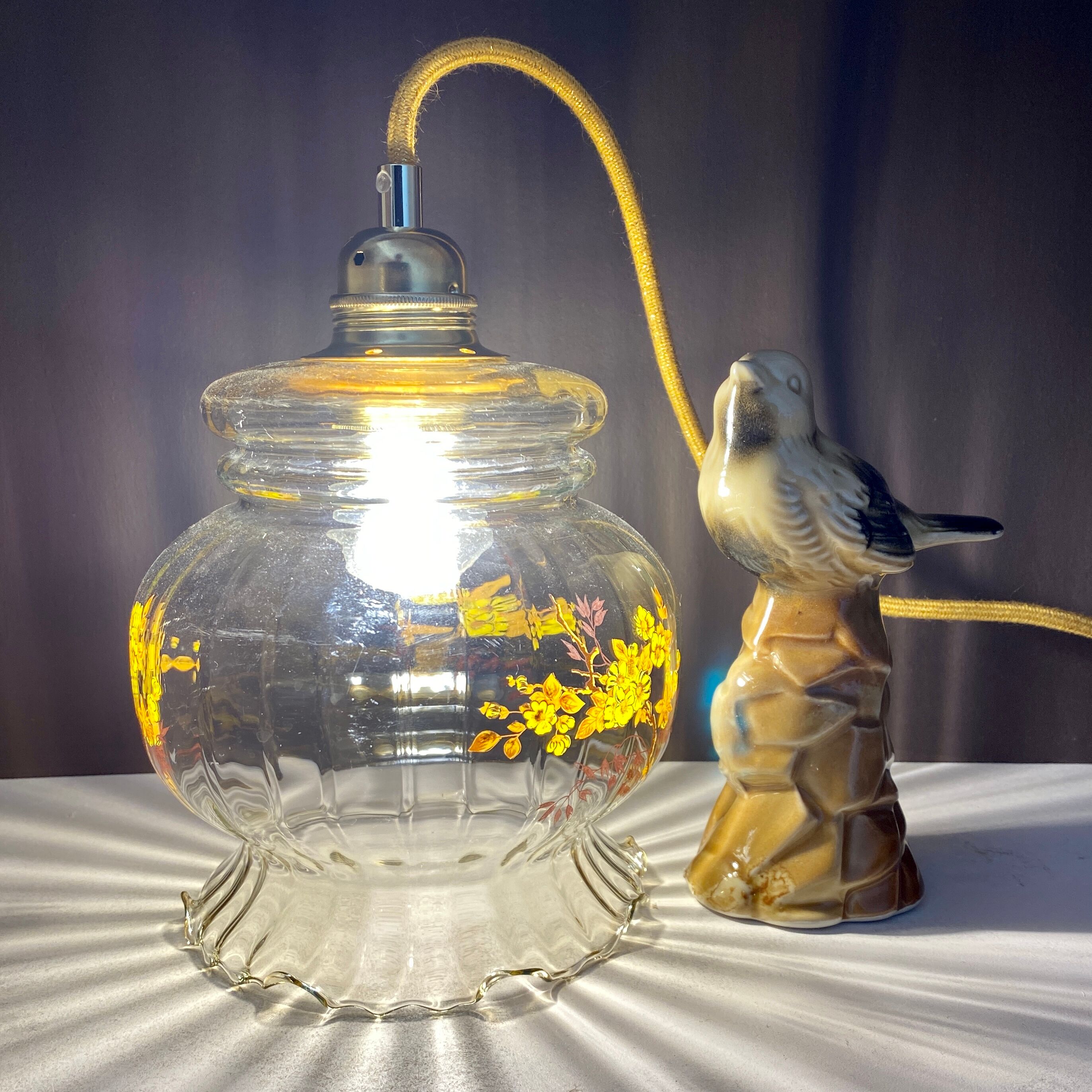 Vintage glass globe walker flower patterns