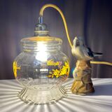 Baladeuse globe vintage en verre motifs fleurs
