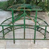 Porte plante demi-lune en fer forgé vert 1930