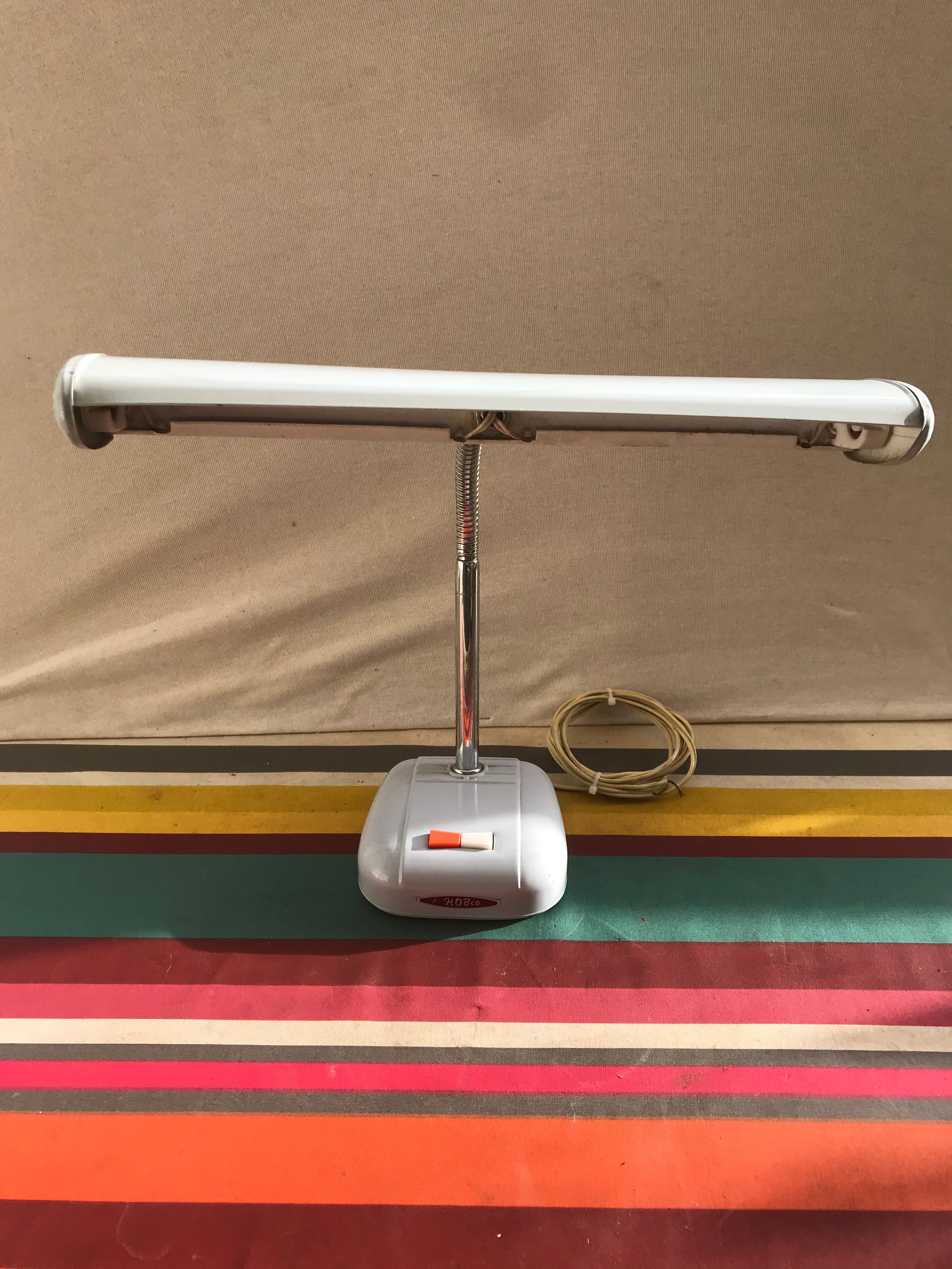 HOBCO Metal Grey Office Lamp - Chrome Flexible Bras 70S Vintage