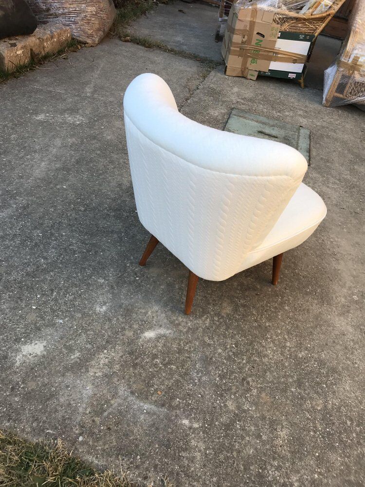 Hungarian White Club Chair, 1950s