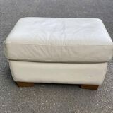 Beige leather pouf from IKEA