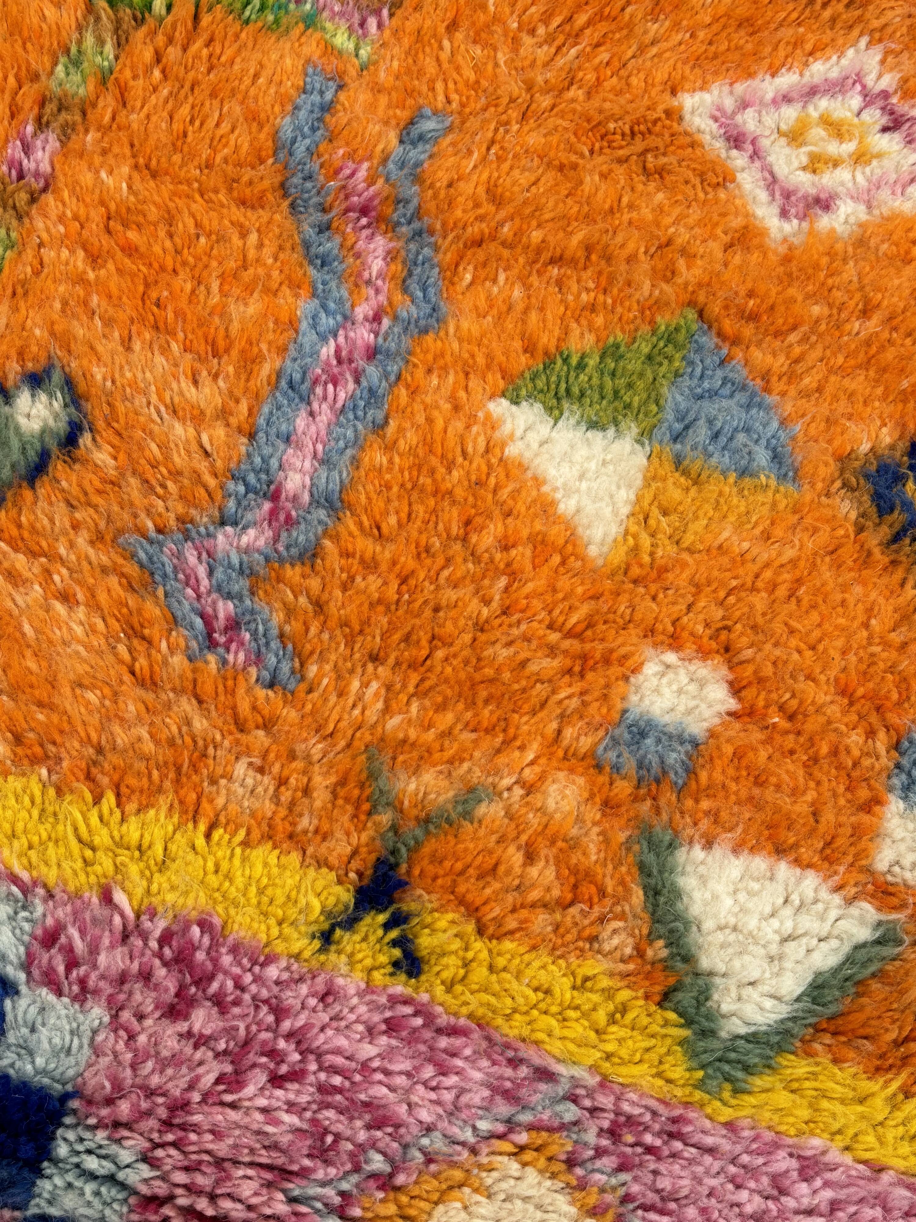 New M'rirt Berber rug in pink and orange wool – 150 × 200 cm