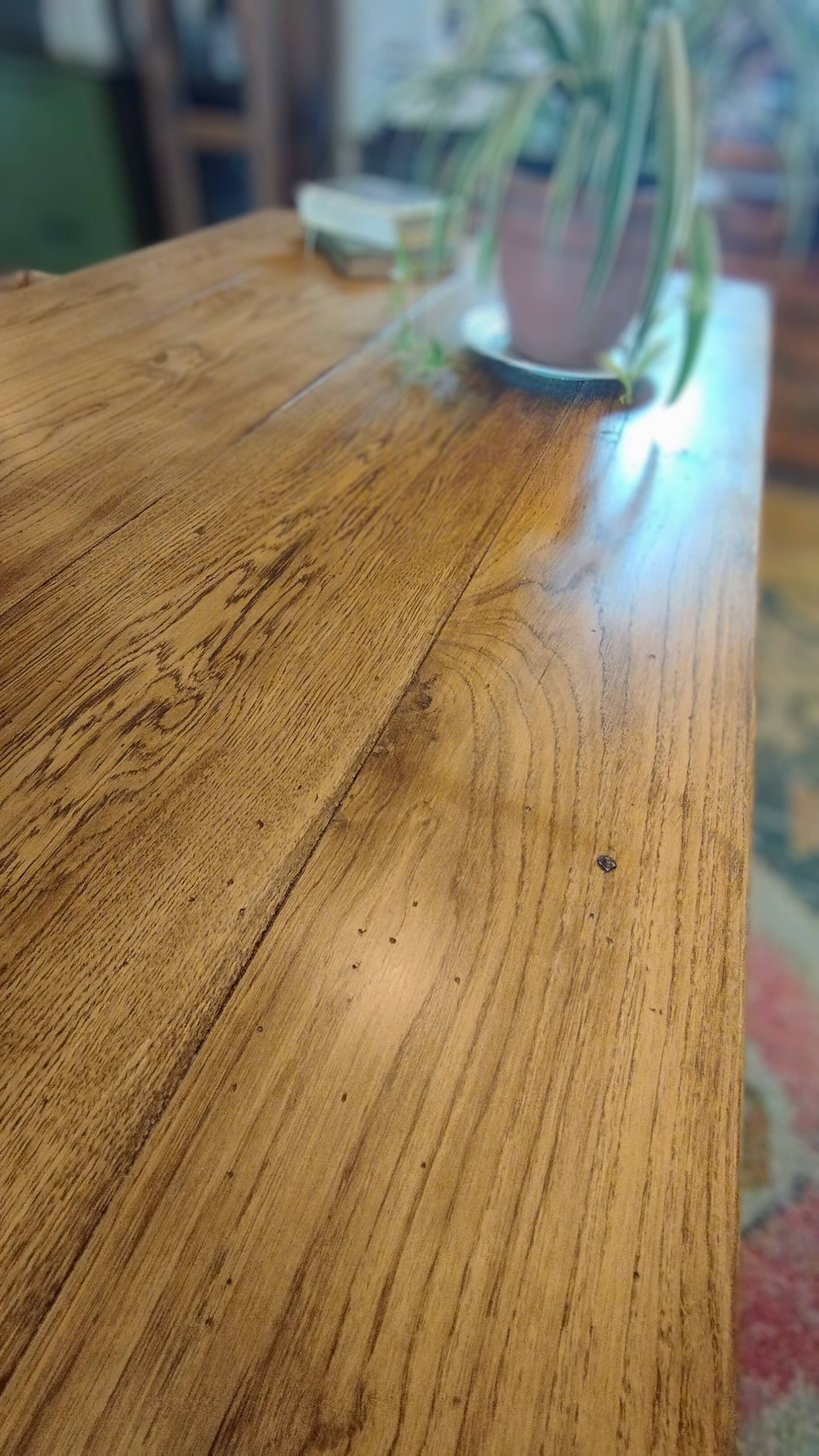 Large solid oak farmhouse table with two drawers 260 cm x 100 cm