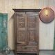 Old brutalist regionalist oak cabinet XIX th century