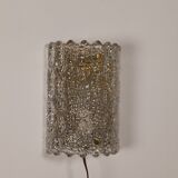Large pressed glass and brass wall lamp, Denmark, 1960s