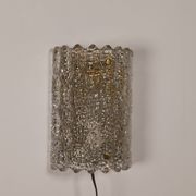 Large pressed glass and brass wall lamp, Denmark, 1960s