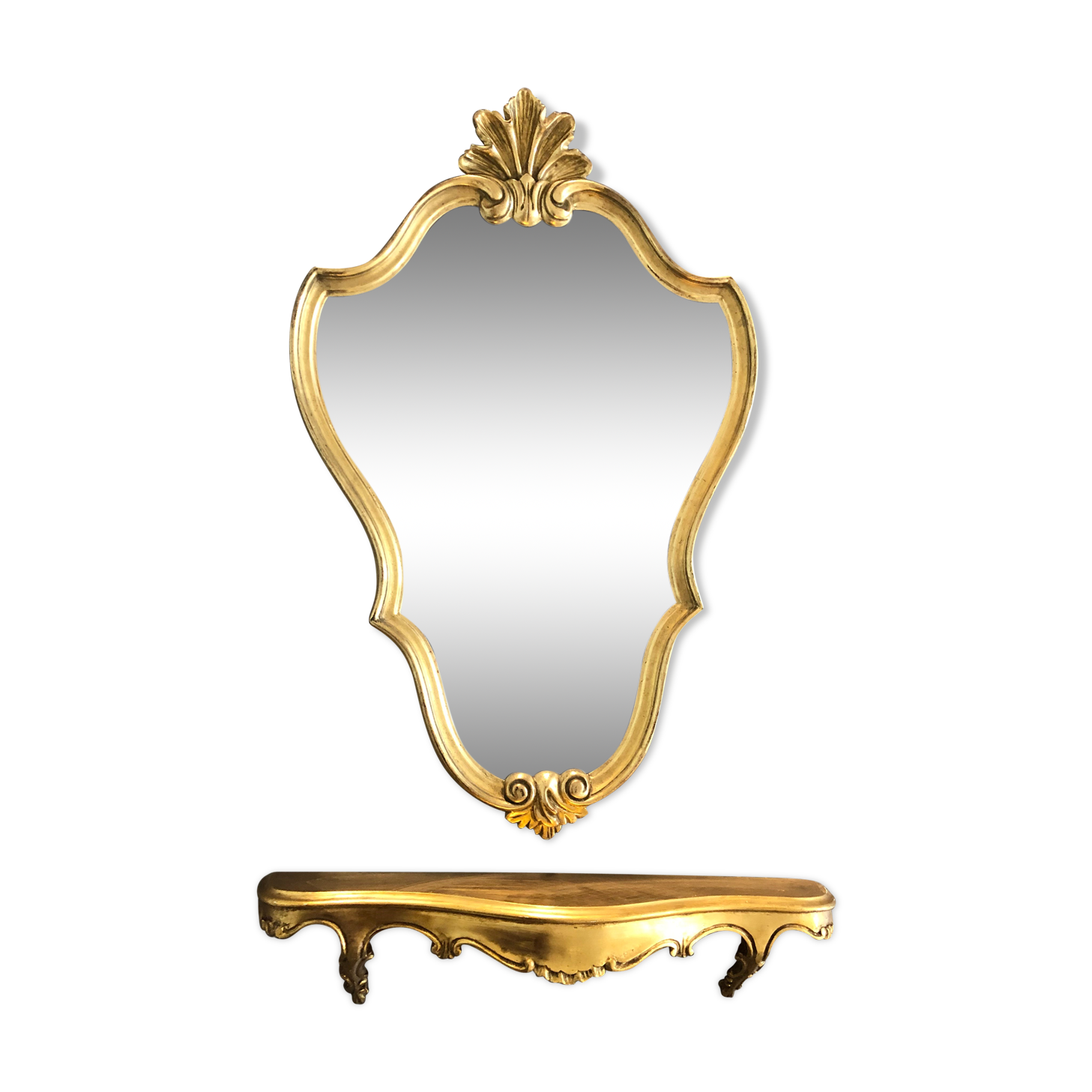 Golden baroque mirror with its 54x86cm tablet