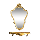 Golden baroque mirror with its 54x86cm tablet