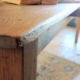 Solid oak farmhouse table with central drawer and extension