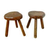 Pair of brutalist tripod stools