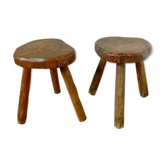 Pair of brutalist tripod stools