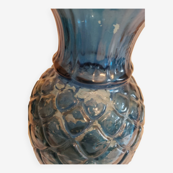 Blue glass pineapple vase