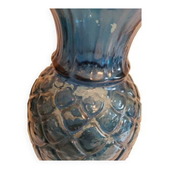 Blue glass pineapple vase