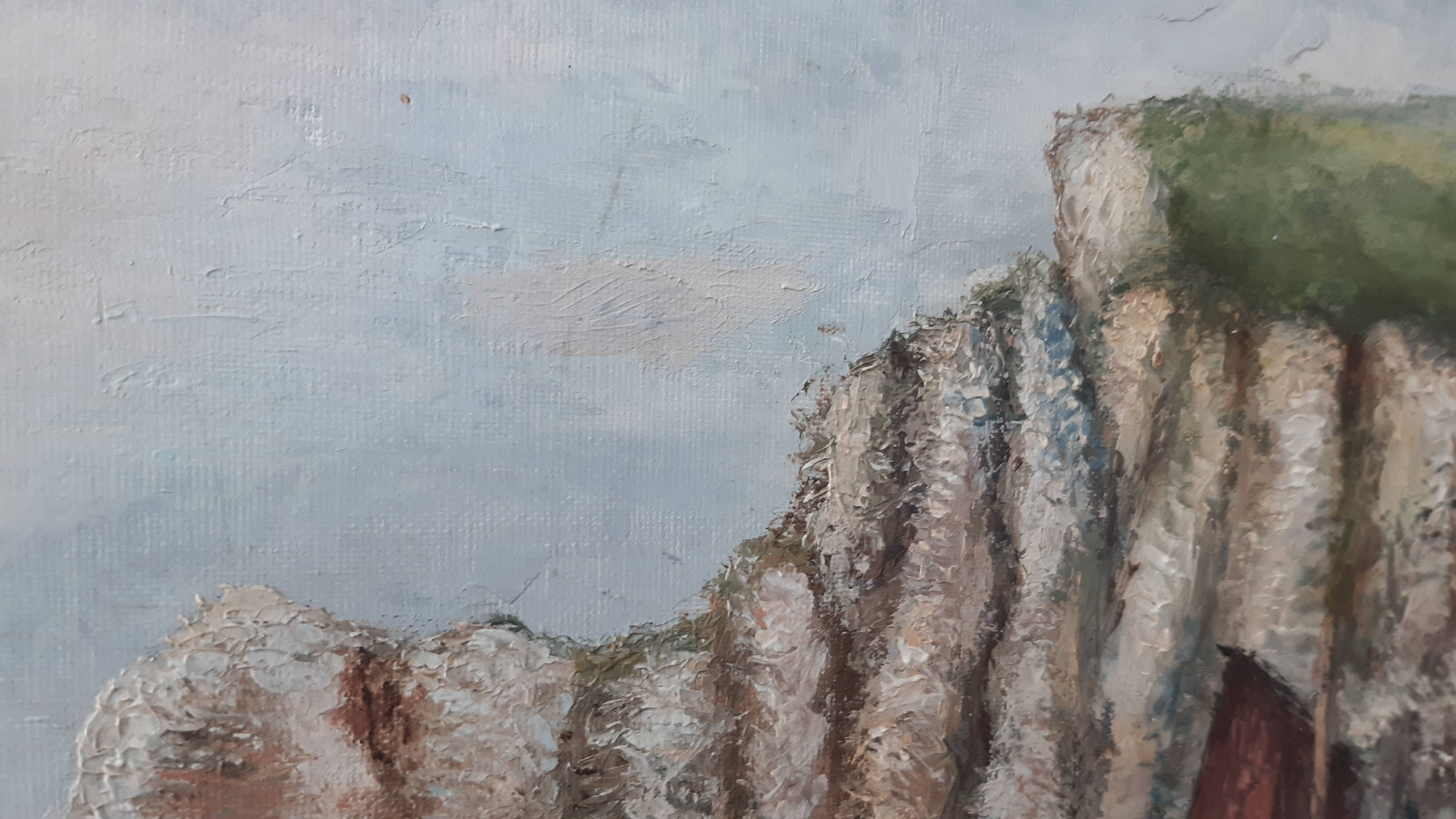 Old painting "Etretat upstream cliff"