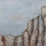 Old painting "Etretat upstream cliff"