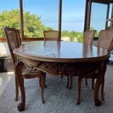 Louis xv table and chairs wood & marble
