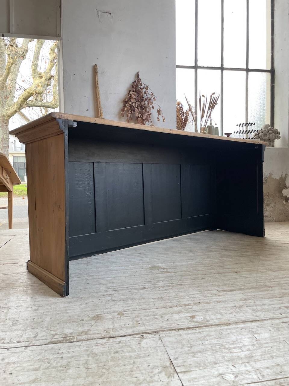 2m pine counter or central island with storage