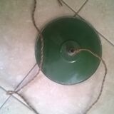 Enamelled, dark green and white sheet metal ceiling