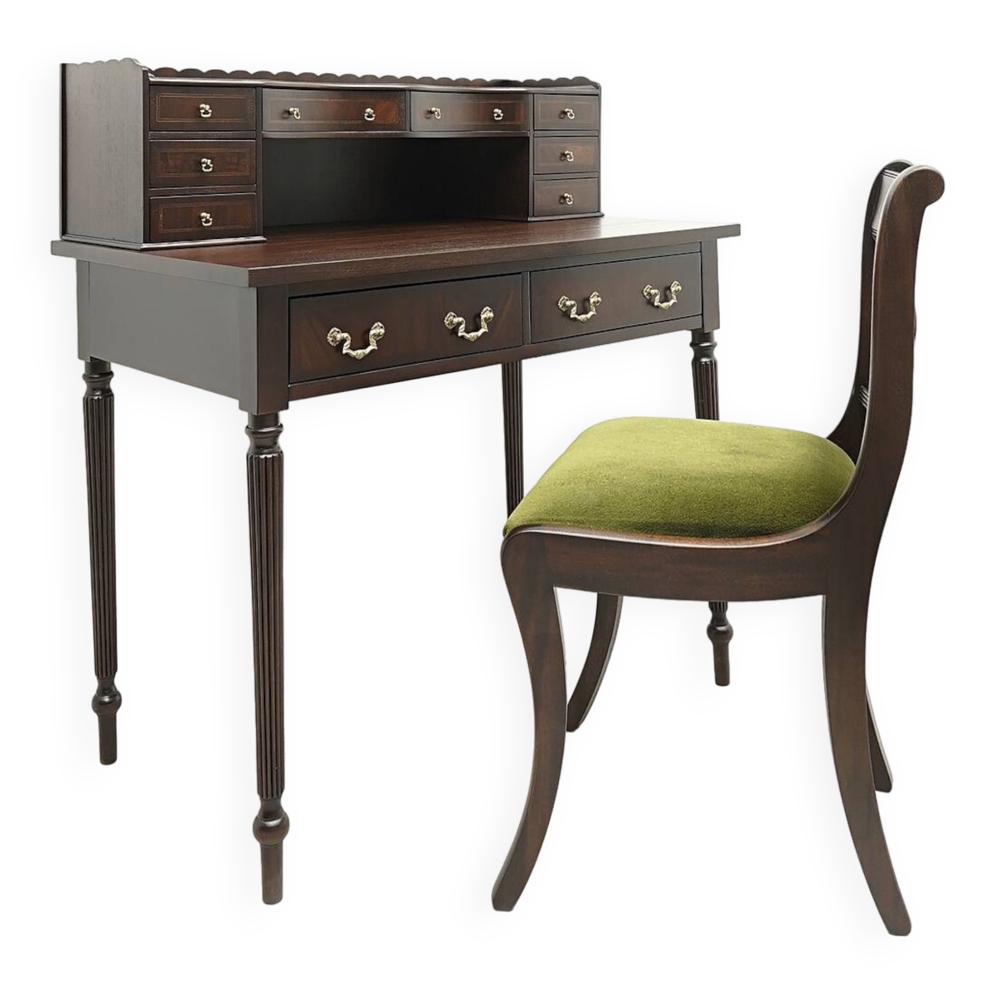 A desk with an English-style chair. After professional renovation.