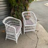Pairs of rattan armchairs