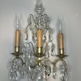 Applique XIXe siècle, bronze et pampilles en cristal