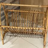 Vintage rattan magazine holder 1960 70