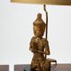Paire de lampes  de table Bouddha en bois avec abat-jours