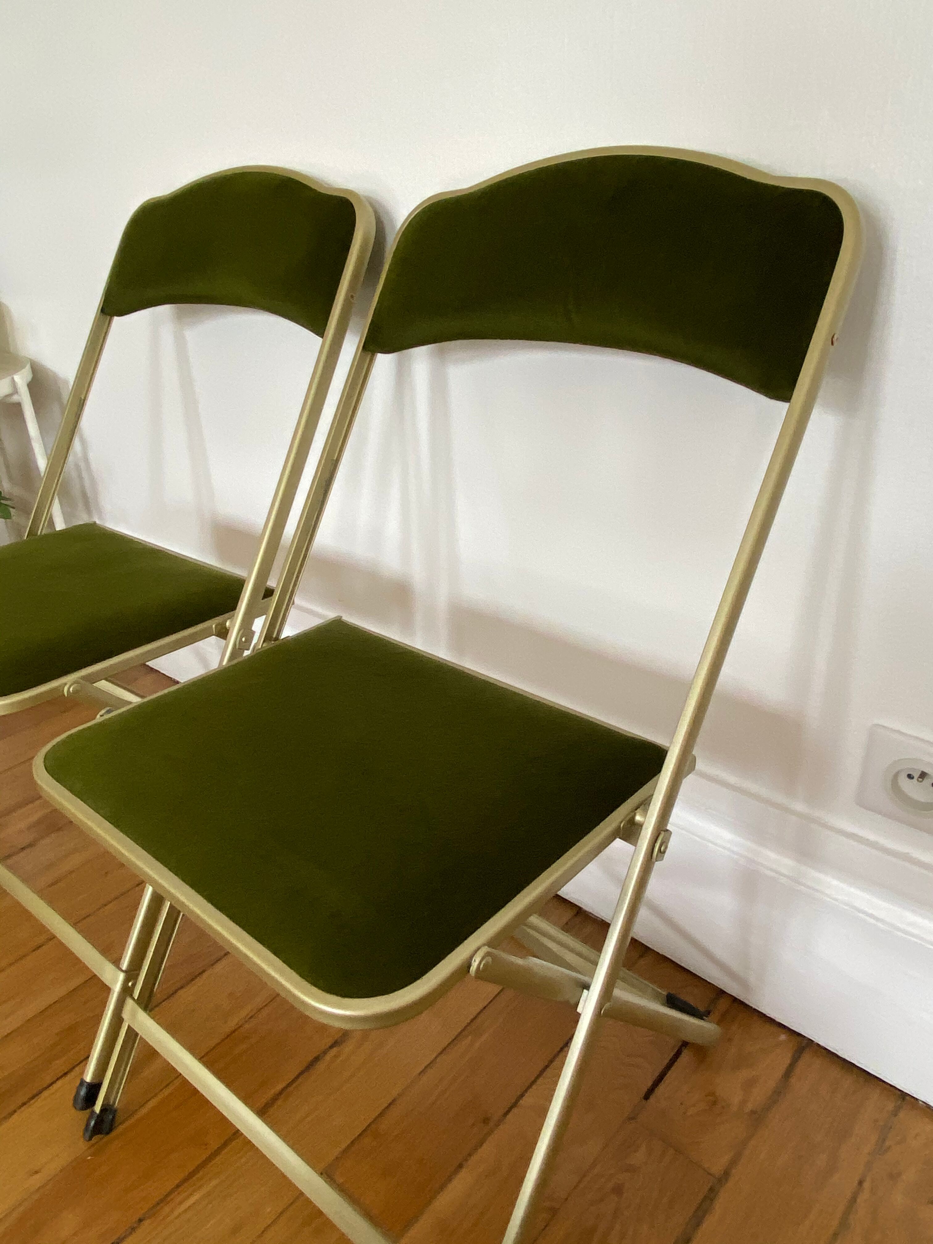 Green and gold vintage folding chair