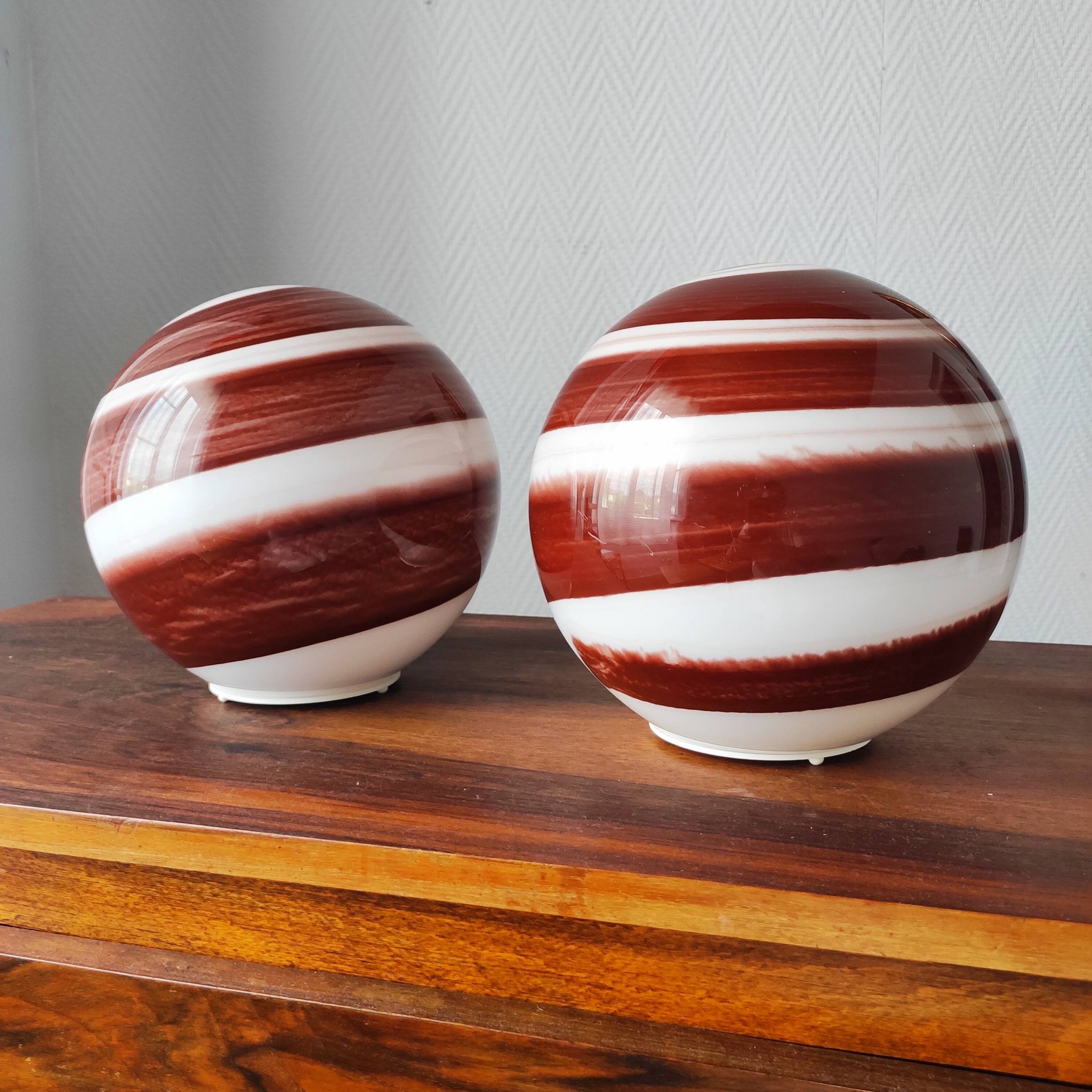 Pair of vintage 80-90 glass ball lamps