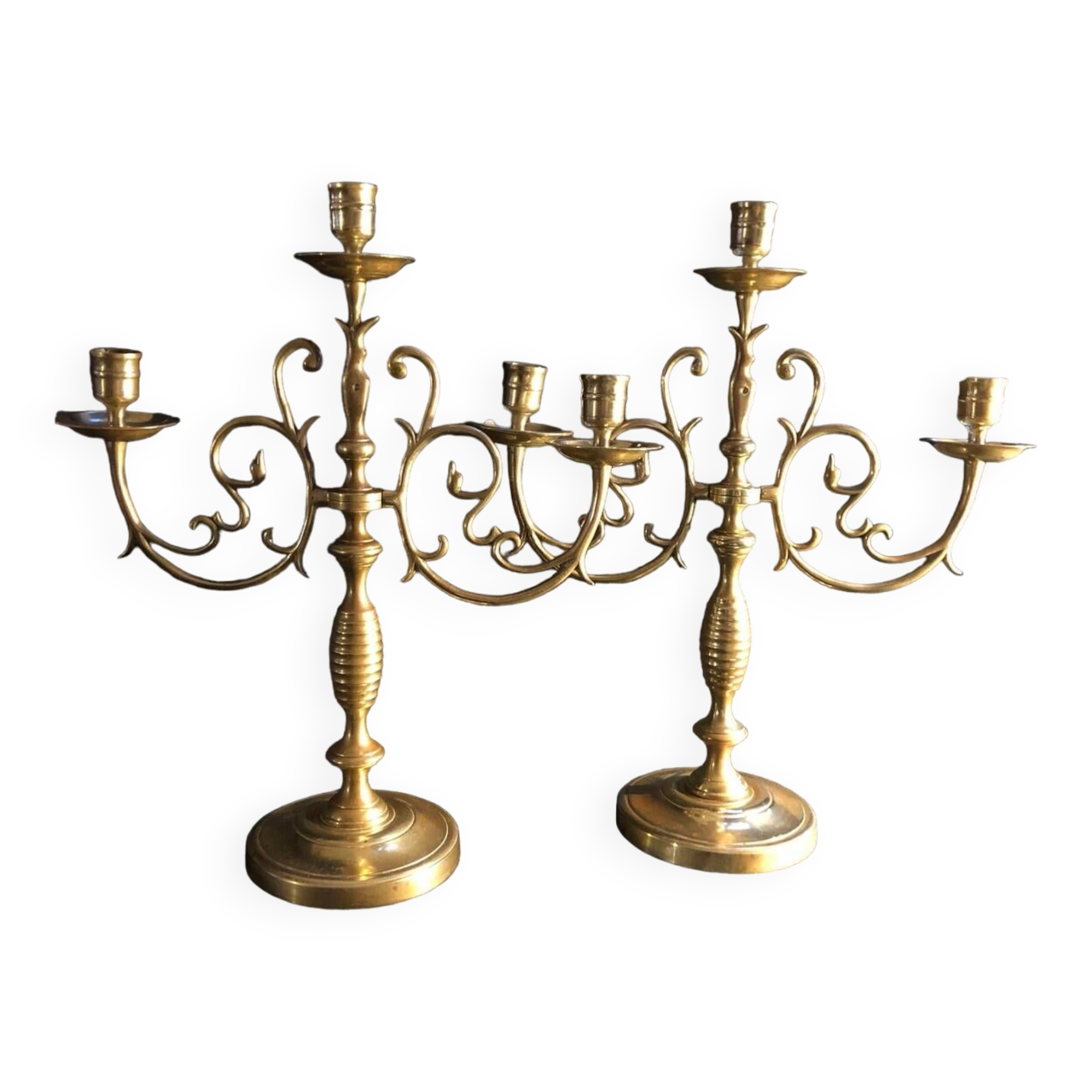 Pair of bronze candelabra