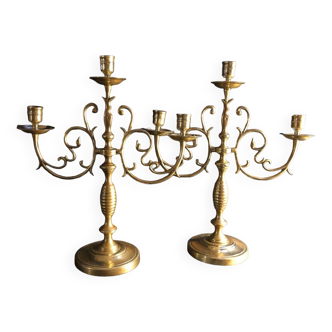 Pair of bronze candelabra