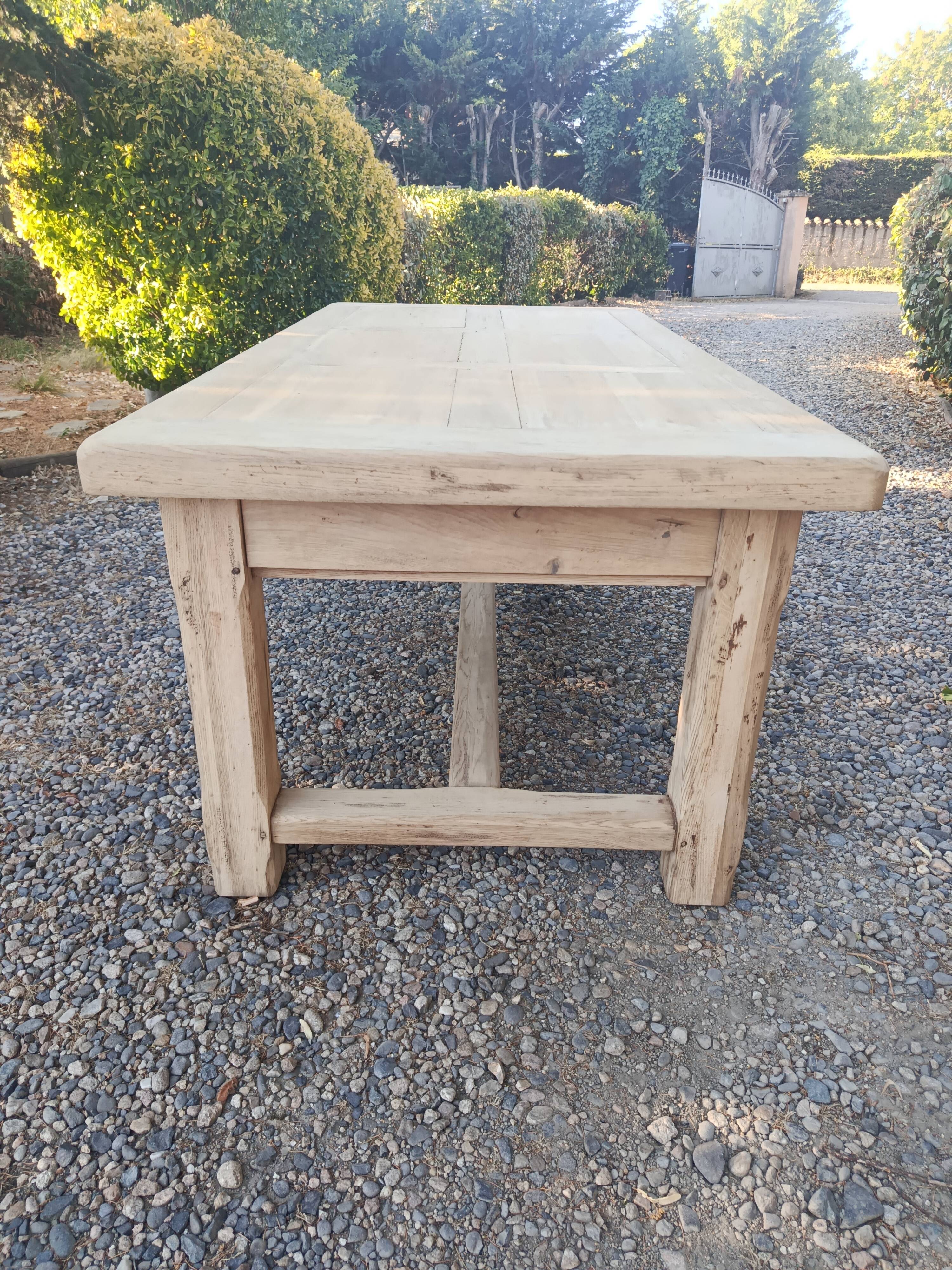 Solid oak farmhouse table with extension