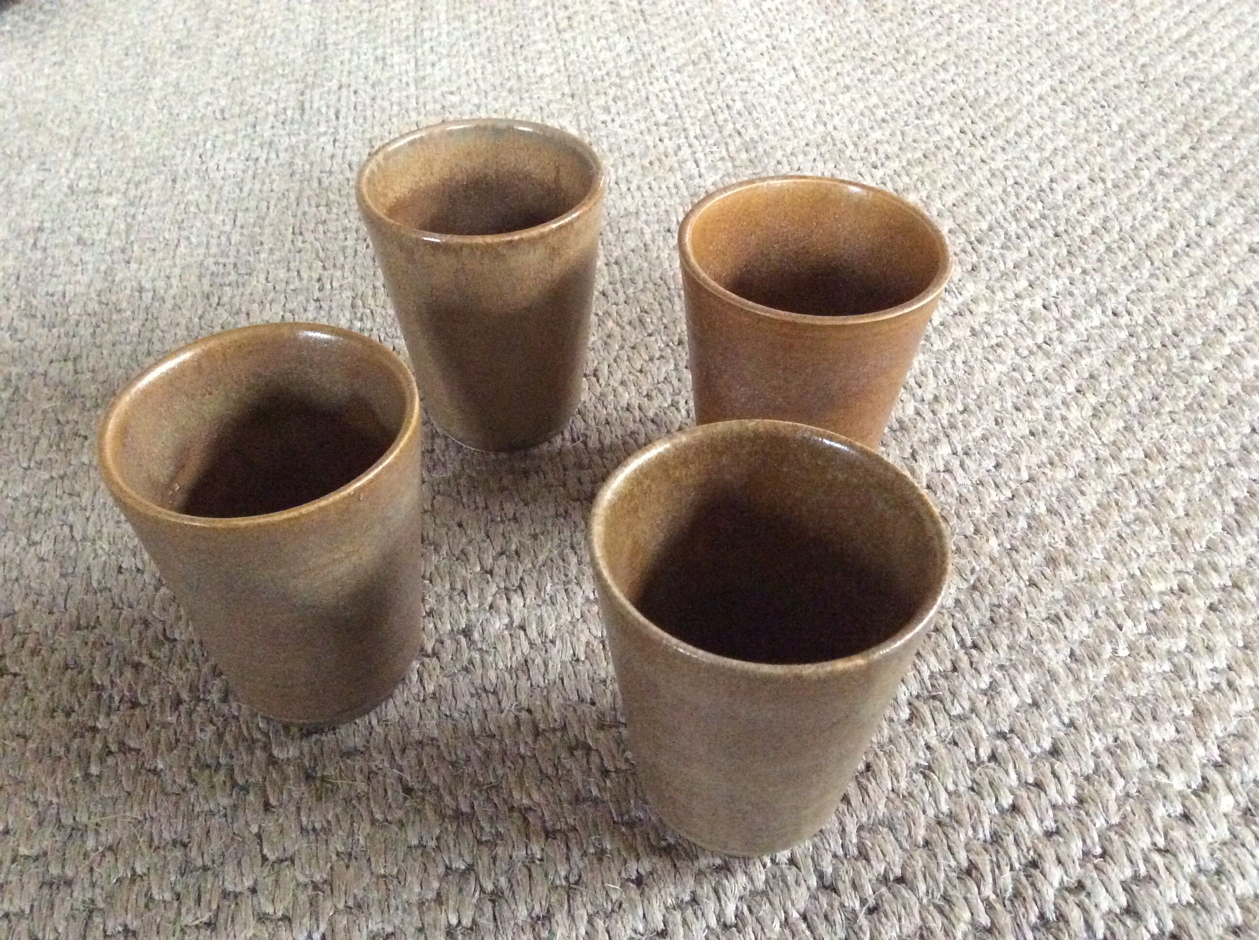 Series of 4 Digoin sandstone cups