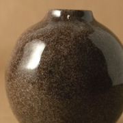 Vase soliflore grès chiné émaillé brun noix de coco vintage 1976