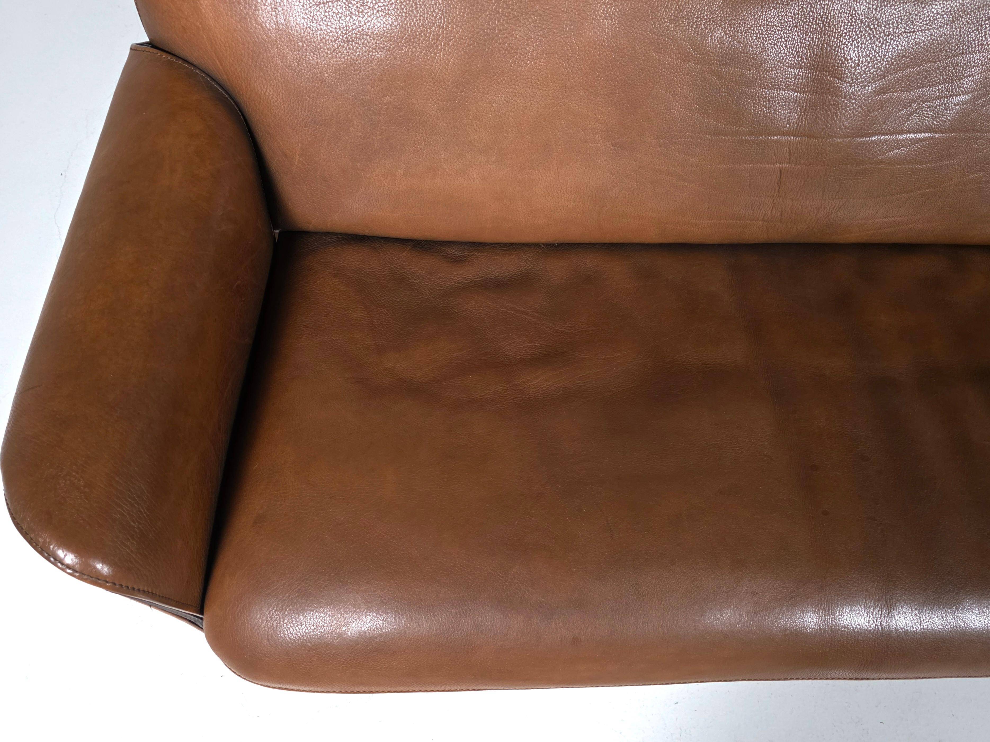 SDe Sede DS-125 Sofa by Gert Lange in cognac leather, Switzerland, 1980s