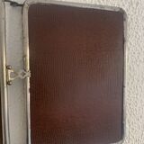 Miroir triptyque barbier chromé chocolat vintage 1940 - 21 x 49 cm