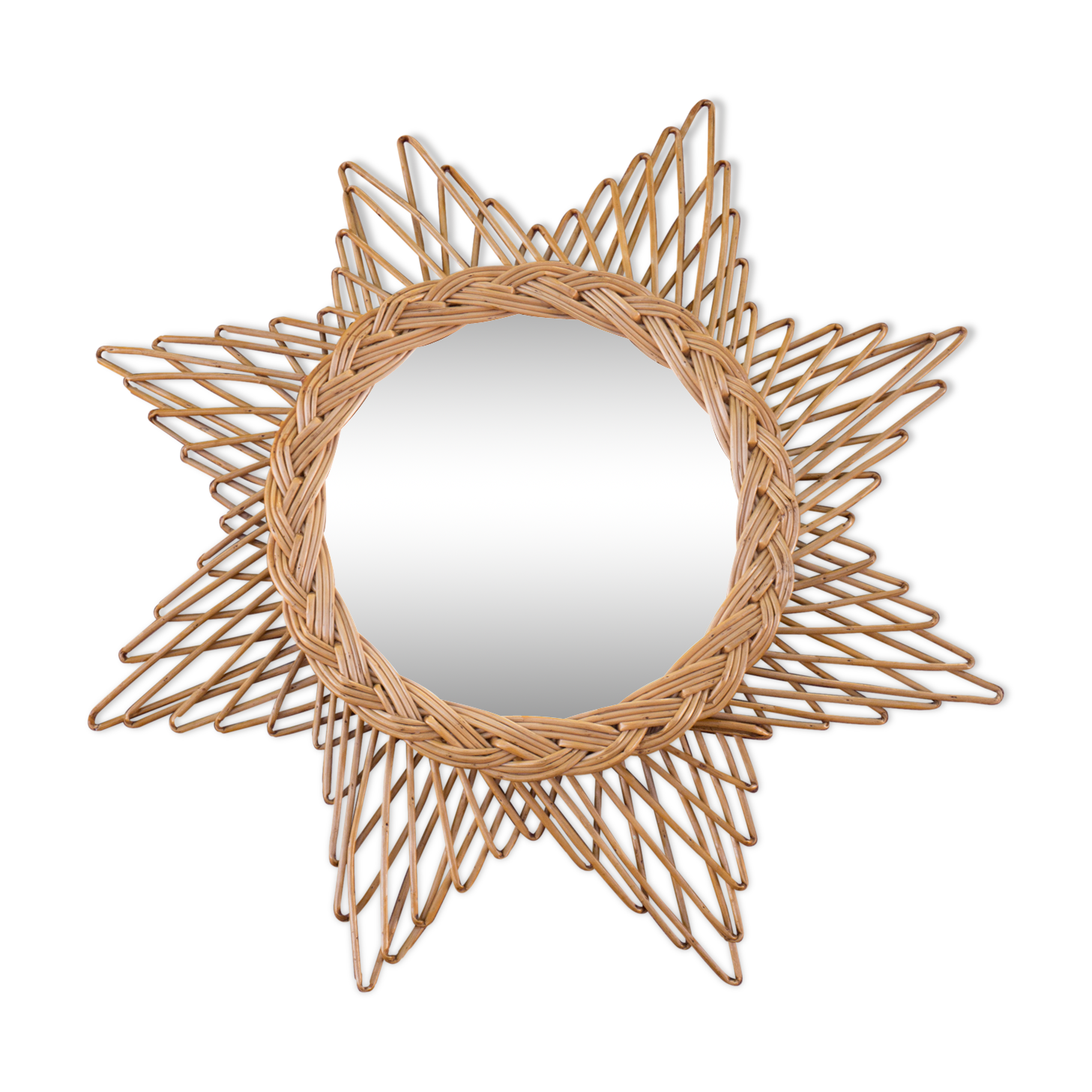Rattan sun mirror 45x45cm