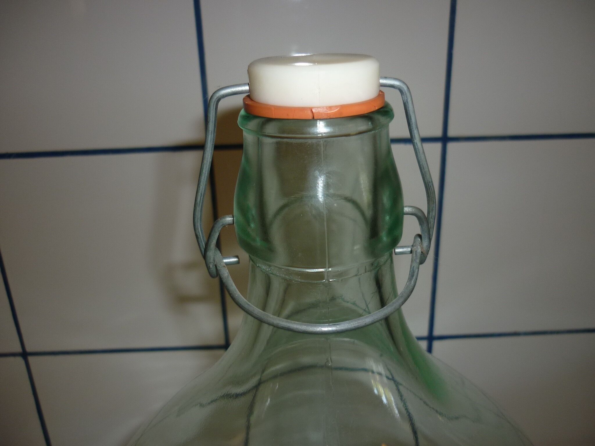 5L glass bottle with stirrup cap