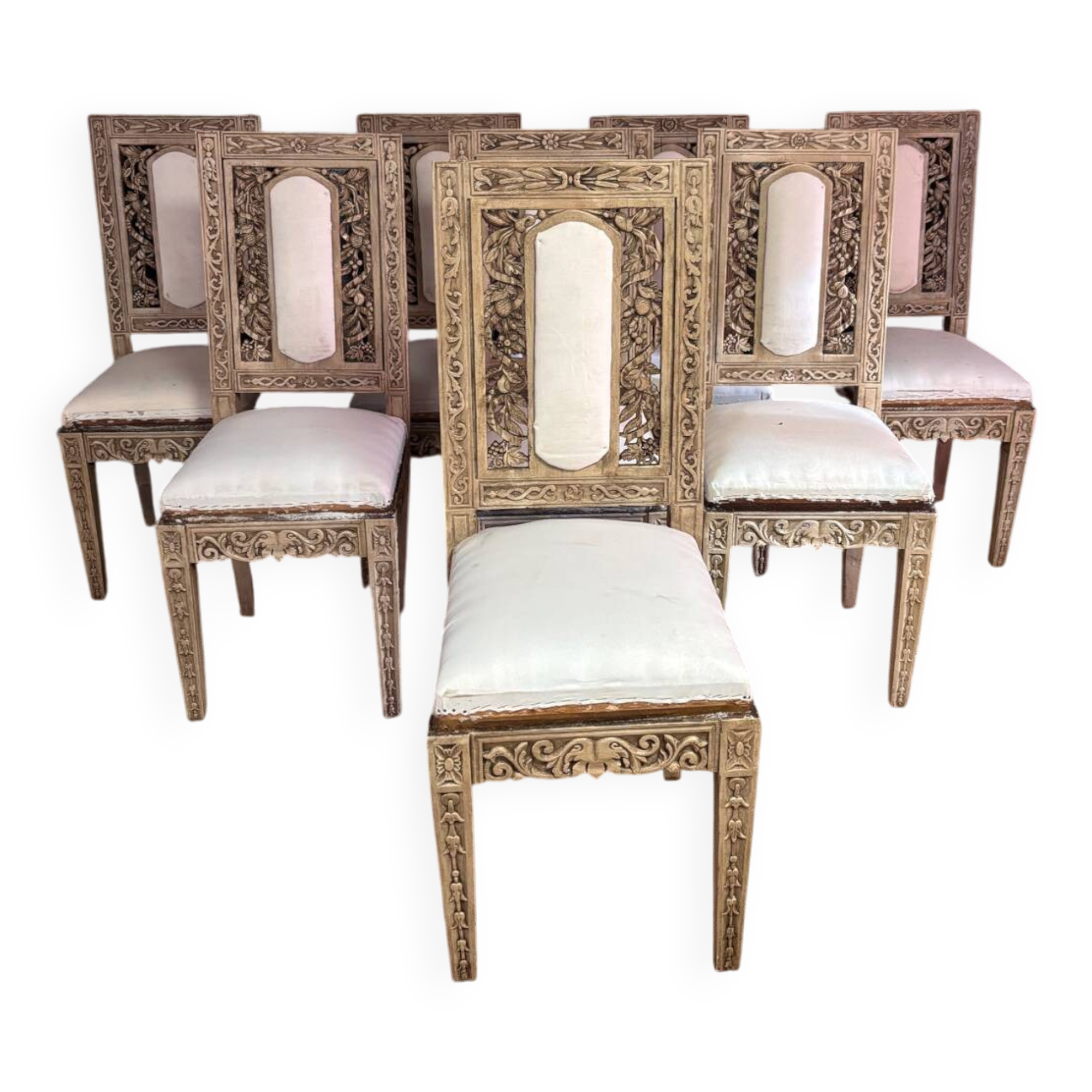 Set of 8 Louis XVI style chairs, late 19th century
