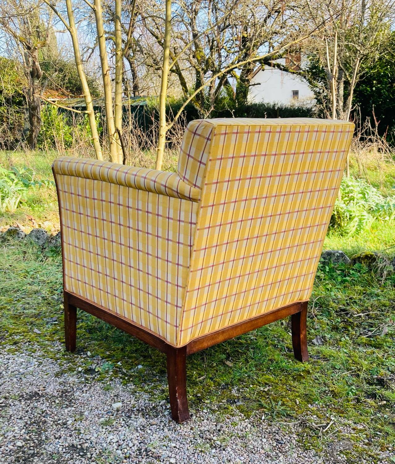 Art Deco club armchair in solid wood, early 20th century