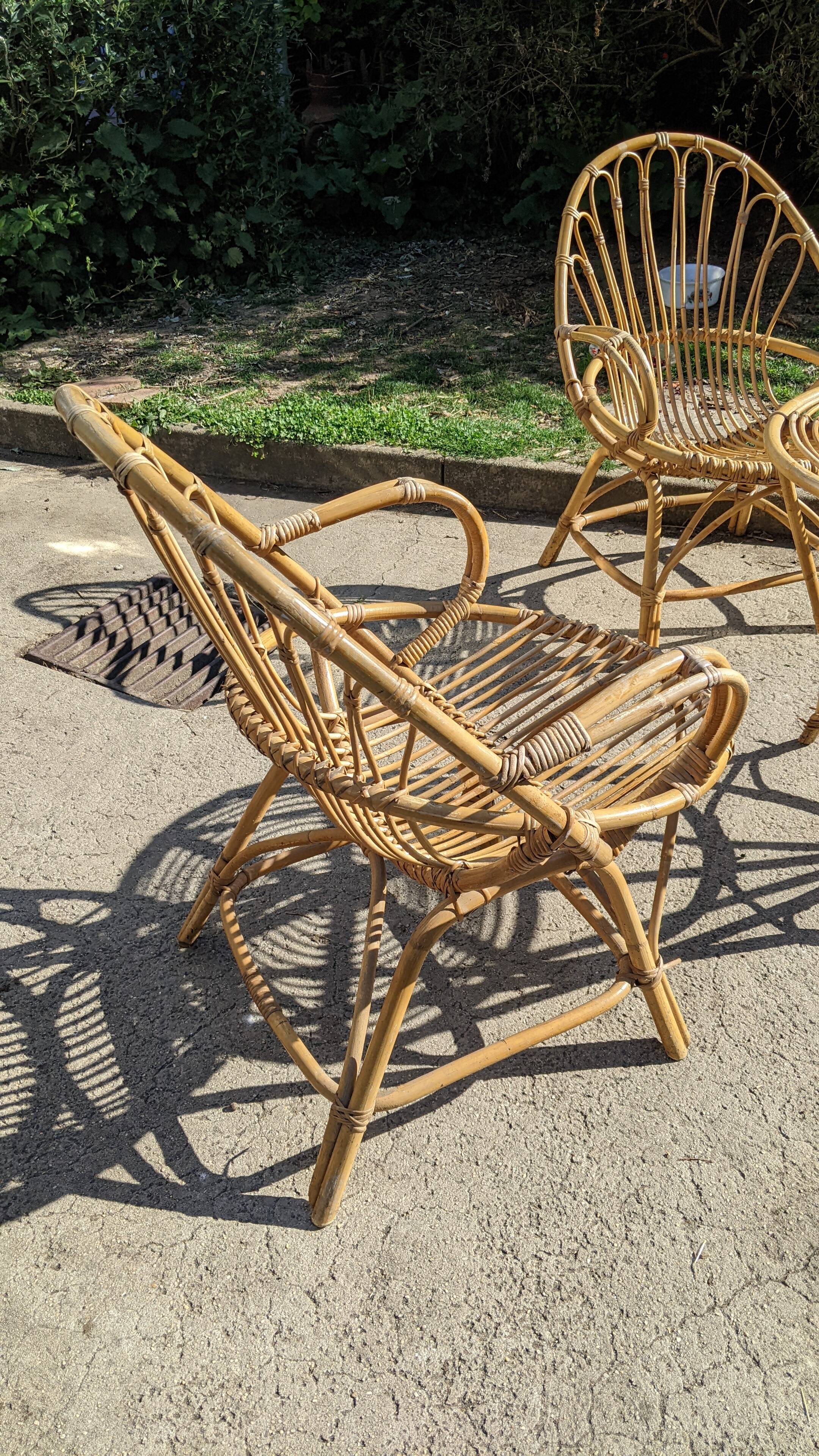 rattan garden set 2 armchairs and side table