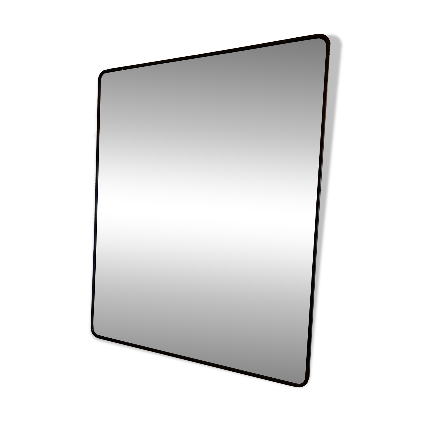Custom-made large mirror – unique piece – black lacquered steel frame – 130 x