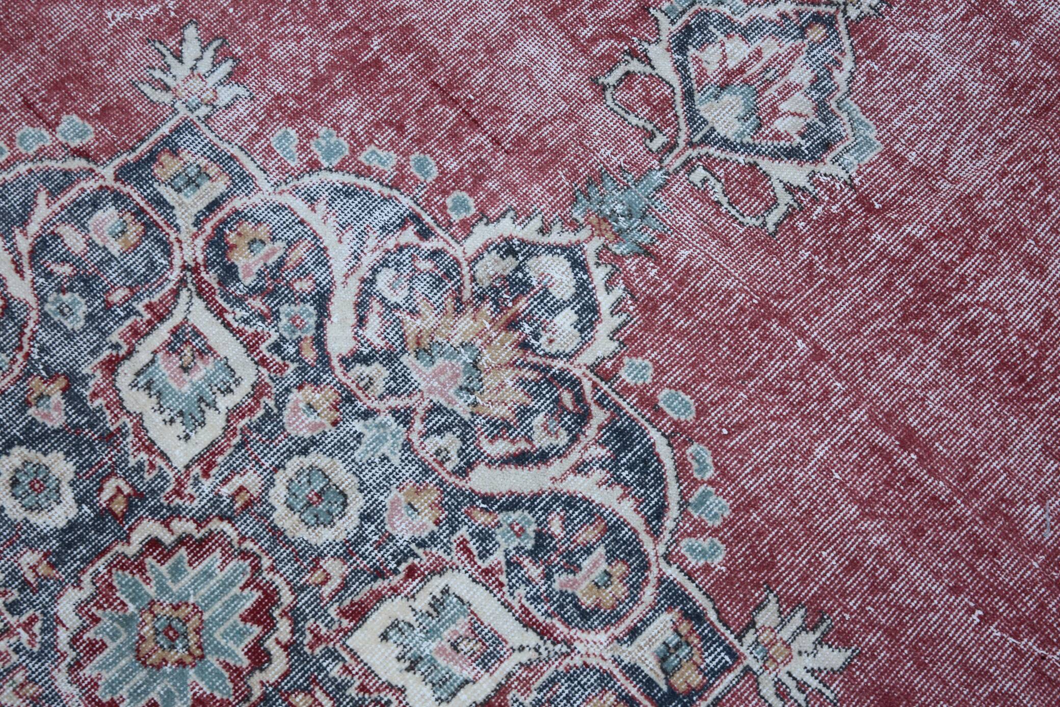Vintage Persian Brick Red Rug, Hand Knotted Oriental Carpet, 209x325 Cm