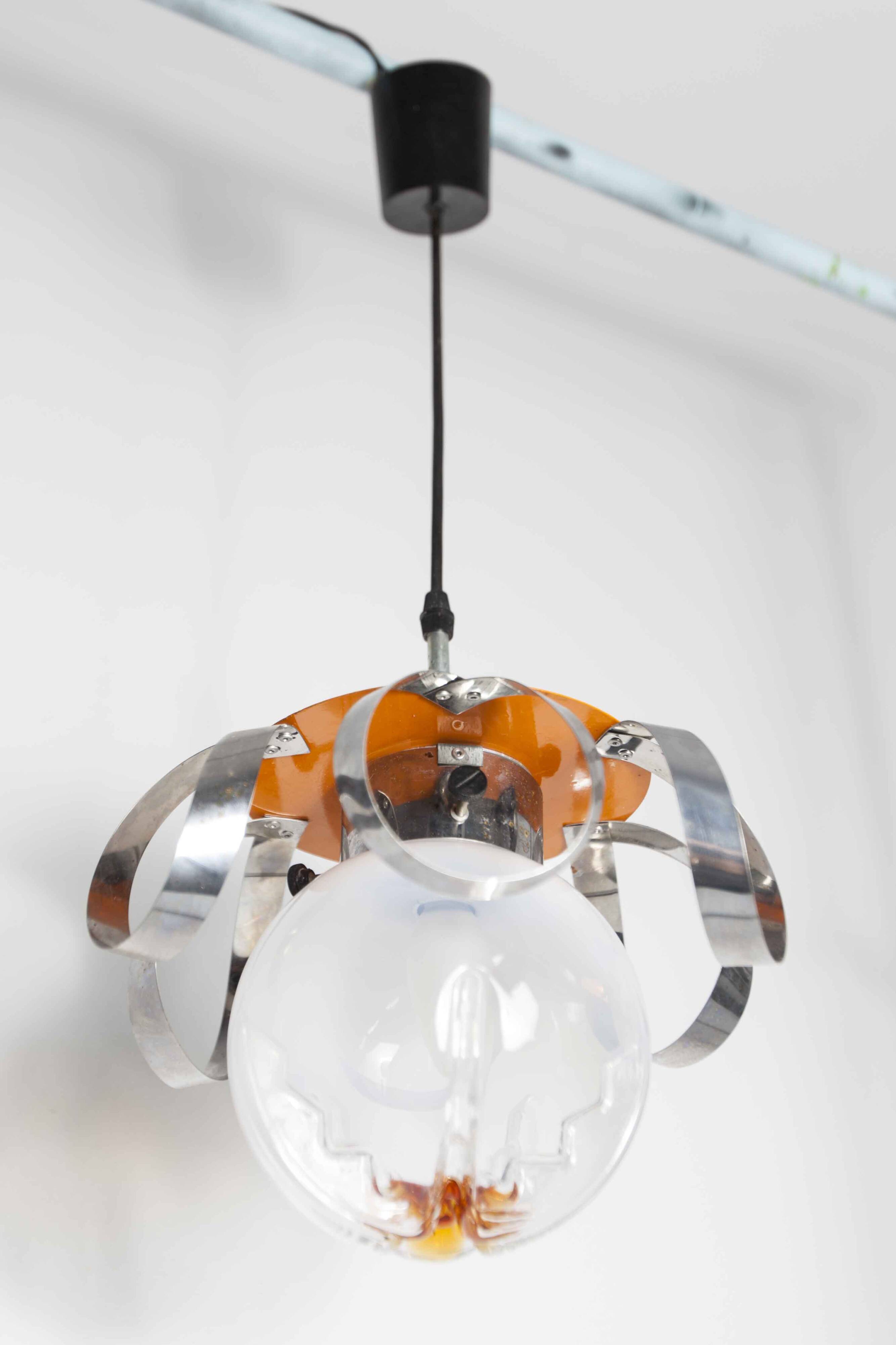 Murano glass globe pendant light, Maazzega edition, Italian design