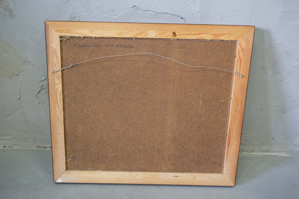 Ruth wahlund, swedish landscape, 1960, oil on canvas, framed