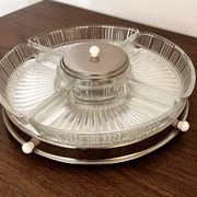 Plat de service sur plateau miroir