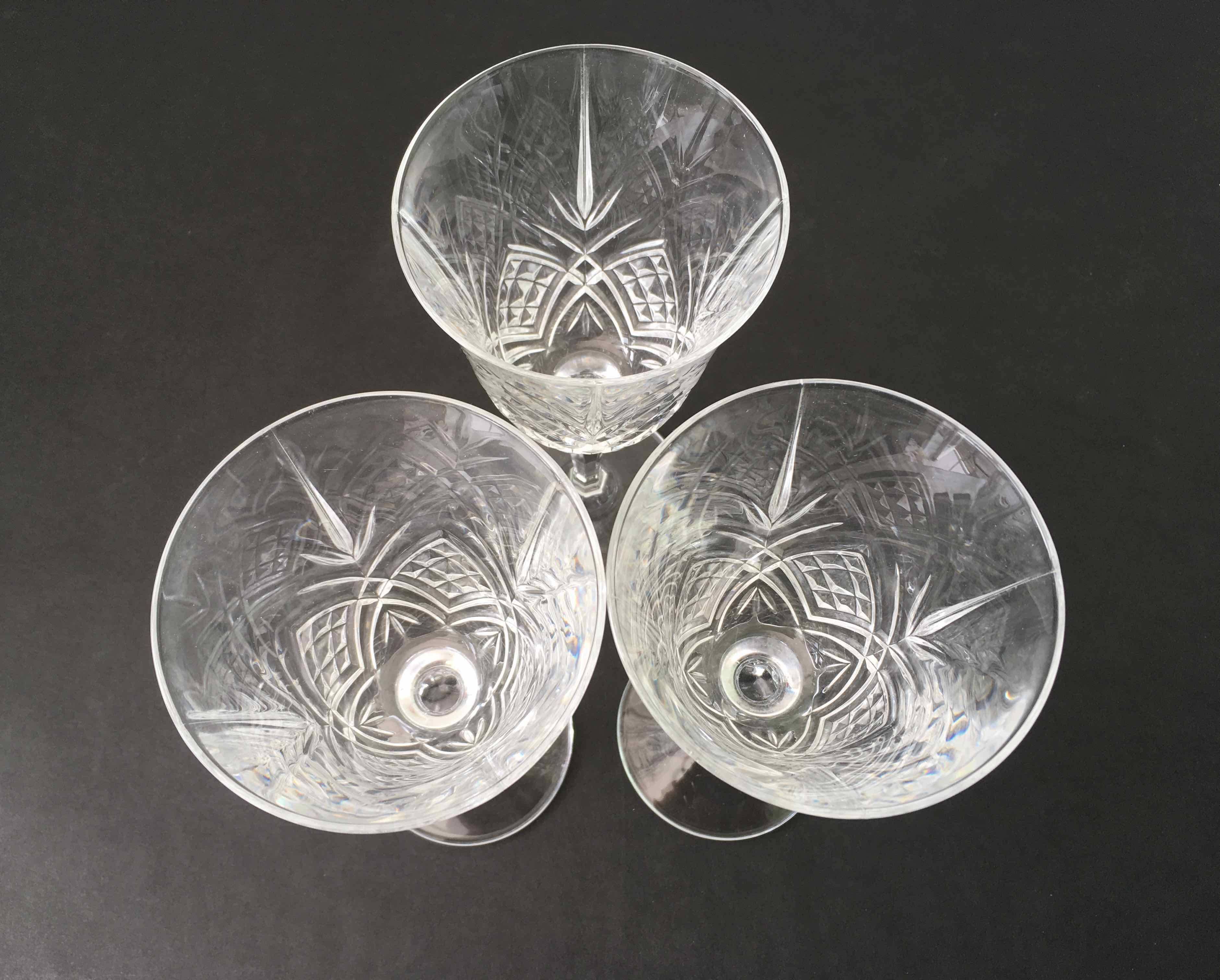 12 large cut crystal wine glasses